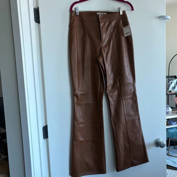 NWT Free People High Waist Faux Leather Flare Pants 6 - Picture 3 of 6
